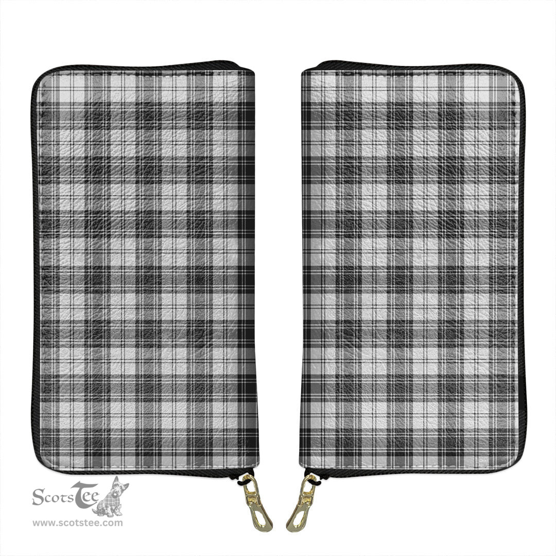 Scottish Douglas Grey Modern Clan Tartan Leather Clutch Purse