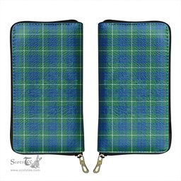 Scottish Hamilton Hunting Ancient Clan Tartan Leather Clutch Purse