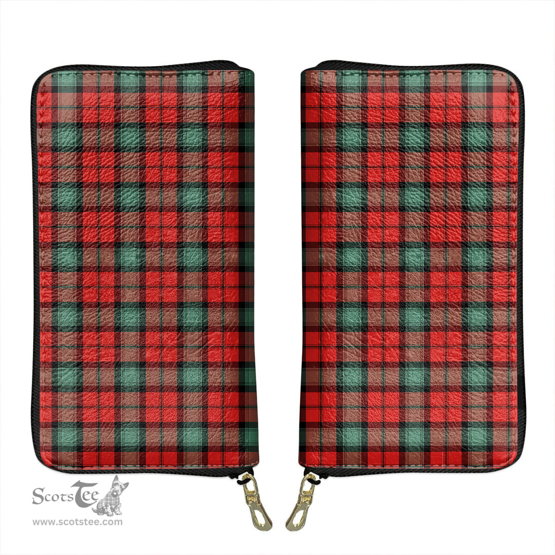 Scottish Kerr Ancient Clan Tartan Leather Clutch Purse