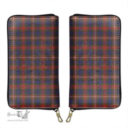 Scottish Fraser Hunting Modern Clan Tartan Leather Clutch Purse