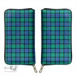 Scottish Flower Of Scotland Clan Tartan Leather Clutch Purse