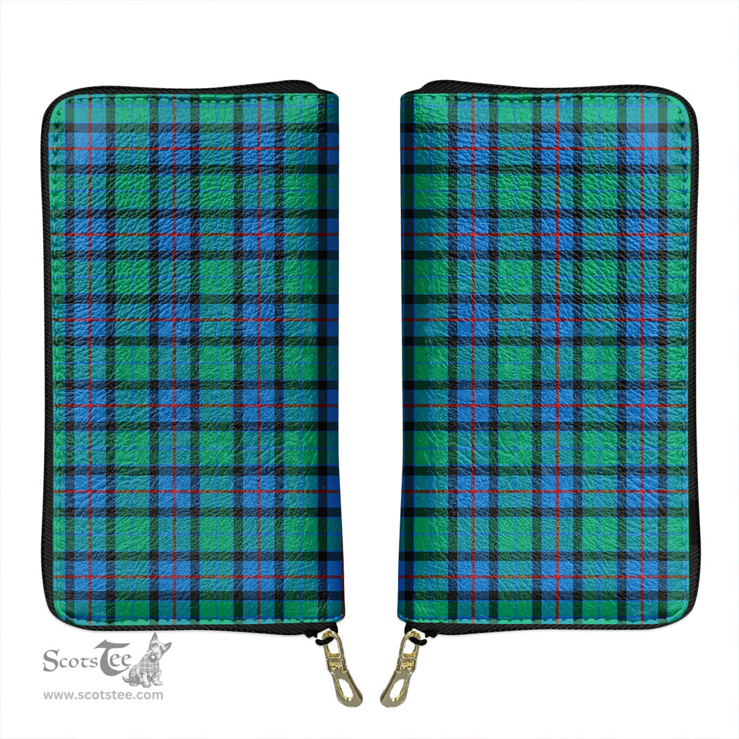 Scottish Flower Of Scotland Clan Tartan Leather Clutch Purse