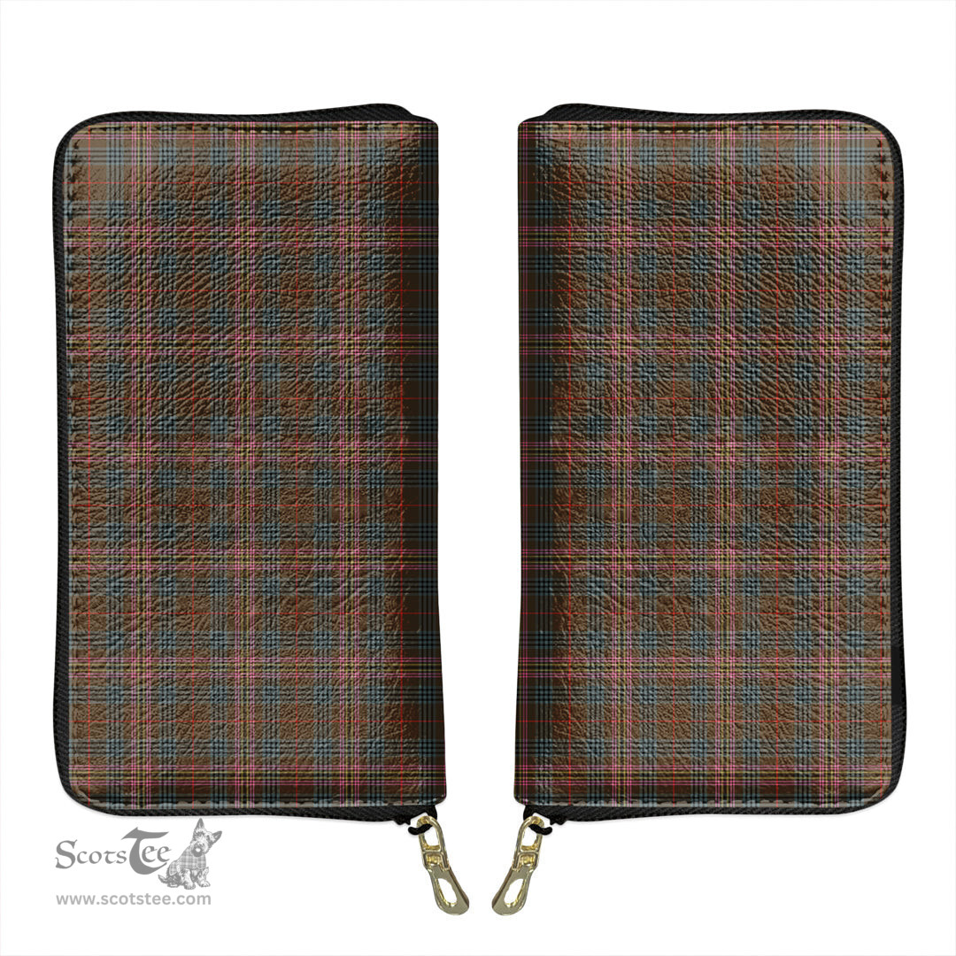 Scottish Kennedy Weathered Clan Tartan Leather Clutch Purse