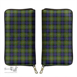Scottish Fergusson Modern Clan Tartan Leather Clutch Purse