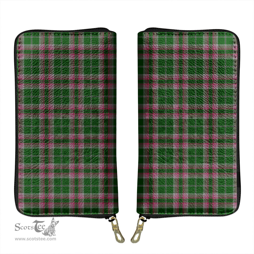 Scottish Gray Hunting Clan Tartan Leather Clutch Purse
