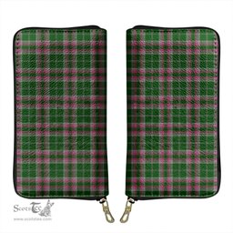 Scottish Gray Hunting Clan Tartan Leather Clutch Purse