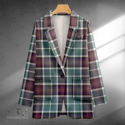 ScotsTee Shop Alexander of Menstry Weathered Clan Crest Casual Tartan Flat Lapel Collar Blazer Tartan Blazer Cotton