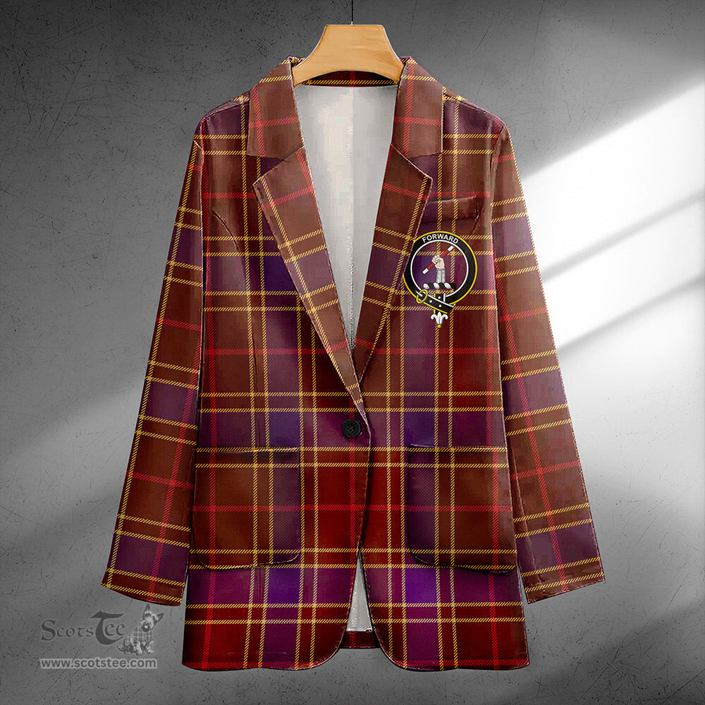 ScotsTee Shop Balfour Weathered Clan Crest Casual Tartan Flat Lapel Collar Blazer Tartan Blazer Cotton