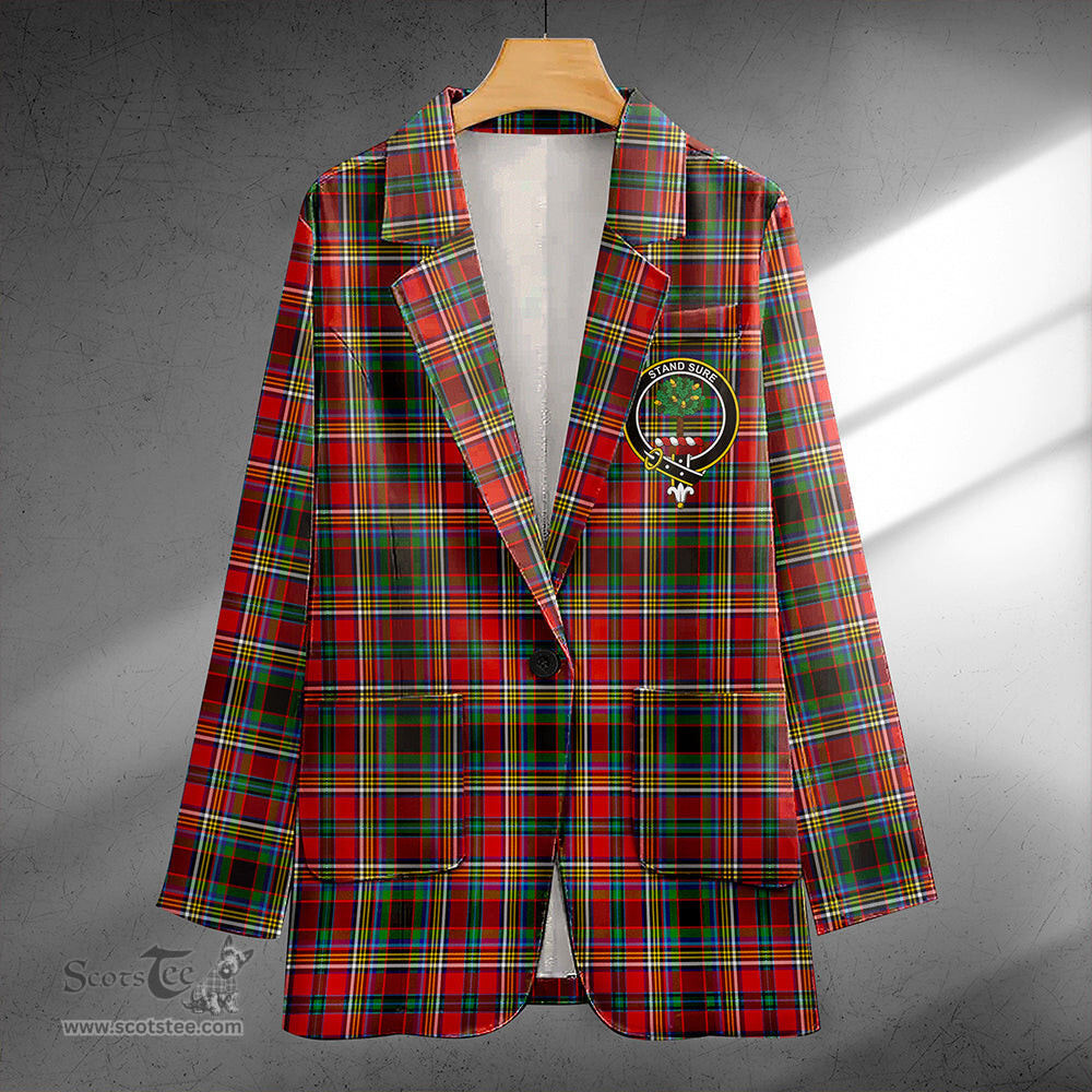 ScotsTee Shop Anderson of Arbrake Clan Crest Casual Tartan Flat Lapel Collar Blazer Tartan Blazer Cotton