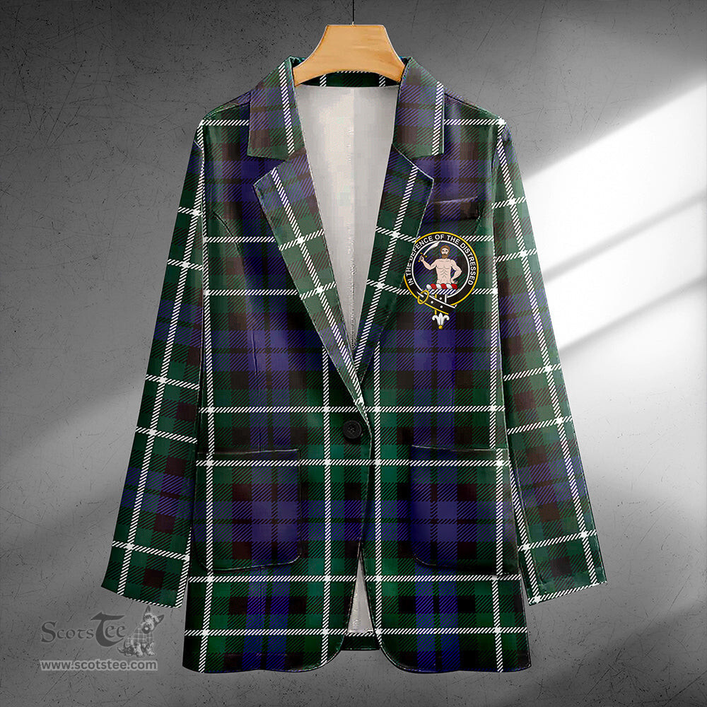 ScotsTee Shop Allardice Clan Crest Casual Tartan Flat Lapel Collar Blazer Tartan Blazer Cotton