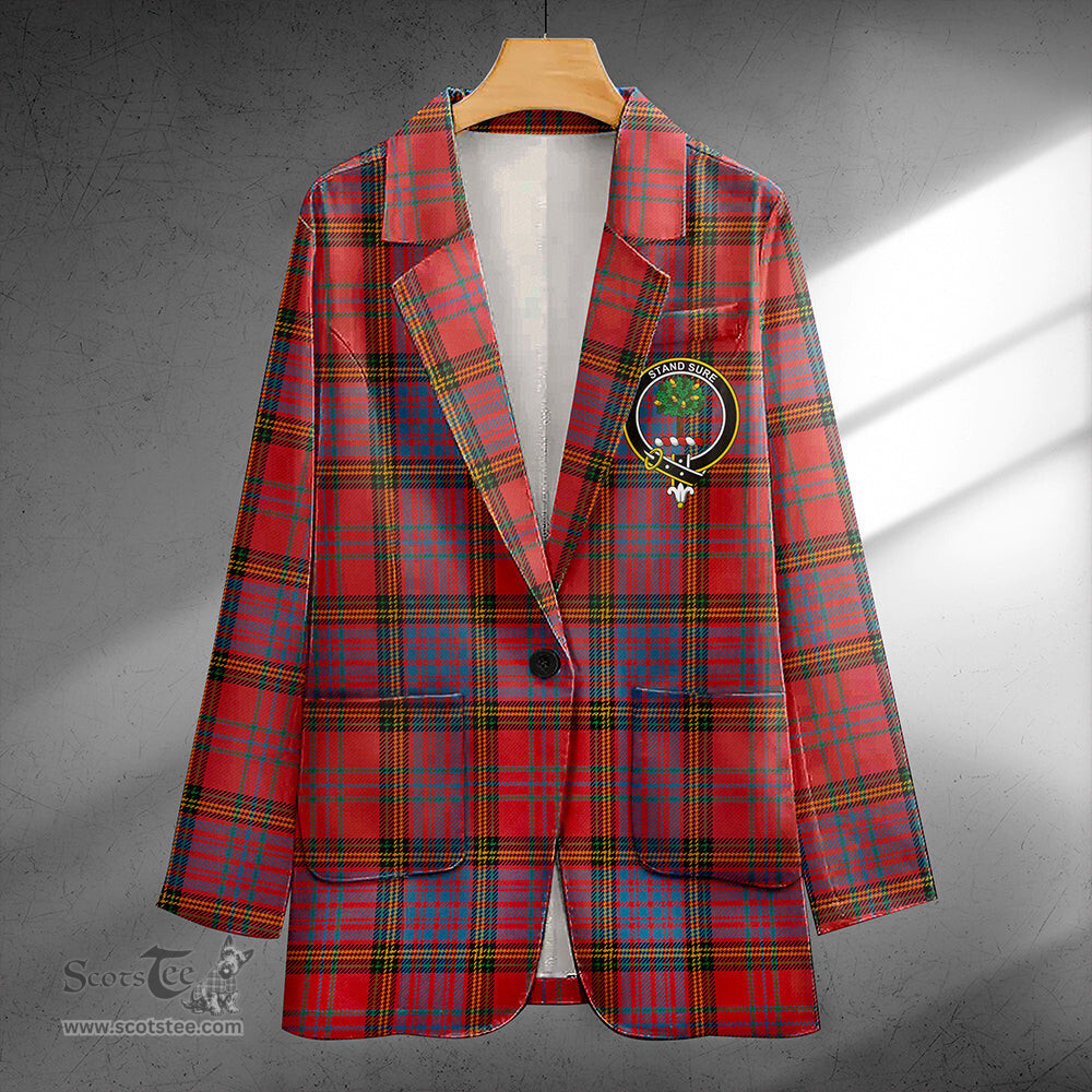 ScotsTee Shop Anderson of Kinneddar Red Ancient Clan Crest Casual Tartan Flat Lapel Collar Blazer Tartan Blazer Cotton