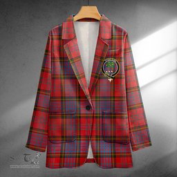 ScotsTee Shop Anderson of Kinneddar Red Ancient Clan Crest Casual Tartan Flat Lapel Collar Blazer Tartan Blazer Cotton