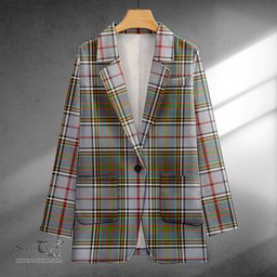 ScotsTee Shop Anderson Ross Ancient Clan Crest Casual Tartan Flat Lapel Collar Blazer Tartan Blazer Cotton