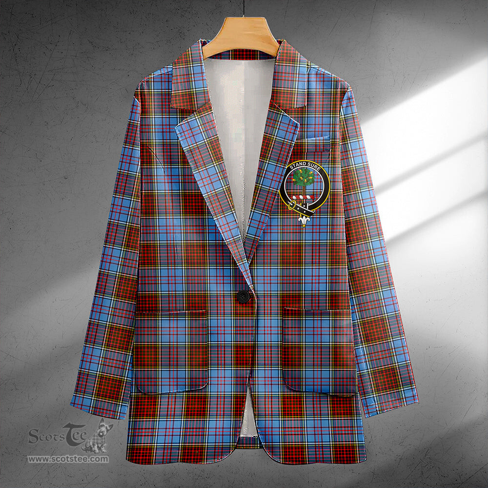 ScotsTee Shop Anderson Modern Clan Crest Casual Tartan Flat Lapel Collar Blazer Tartan Blazer Cotton