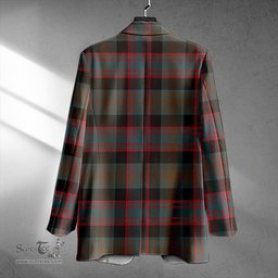 ScotsTee Shop Alexander Hunting Weathered Clan Crest Casual Tartan Flat Lapel Collar Blazer Tartan Blazer Cotton