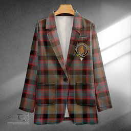 ScotsTee Shop Alexander Hunting Weathered Clan Crest Casual Tartan Flat Lapel Collar Blazer Tartan Blazer Cotton