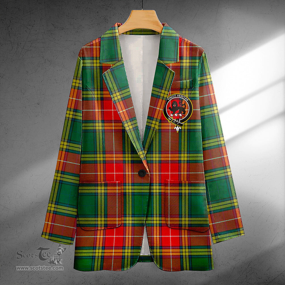 ScotsTee Shop Baxter Modern Clan Crest Casual Tartan Flat Lapel Collar Blazer Tartan Blazer Cotton