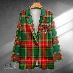 ScotsTee Shop Baxter Modern Clan Crest Casual Tartan Flat Lapel Collar Blazer Tartan Blazer Cotton