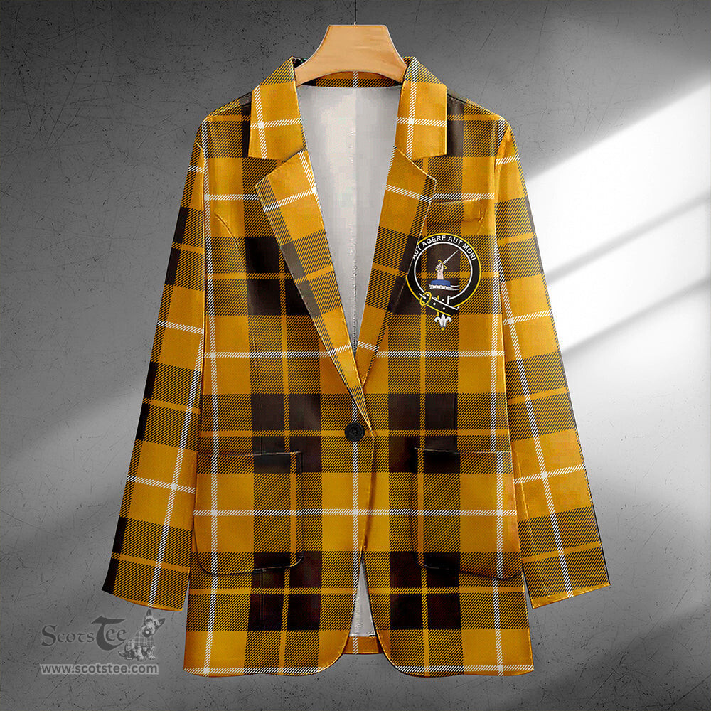 ScotsTee Shop Barclay Dress Weathered Clan Crest Casual Tartan Flat Lapel Collar Blazer Tartan Blazer Cotton