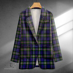 ScotsTee Shop Baird Modern Clan Crest Casual Tartan Flat Lapel Collar Blazer Tartan Blazer Cotton