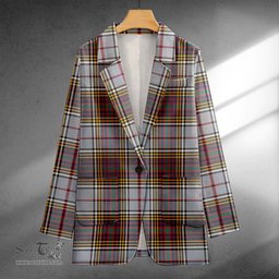 ScotsTee Shop Anderson Ross Modern Clan Crest Casual Tartan Flat Lapel Collar Blazer Tartan Blazer Cotton
