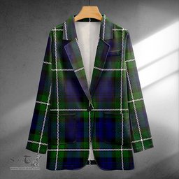 ScotsTee Shop Bannerman Clan Crest Casual Tartan Flat Lapel Collar Blazer Tartan Blazer Cotton