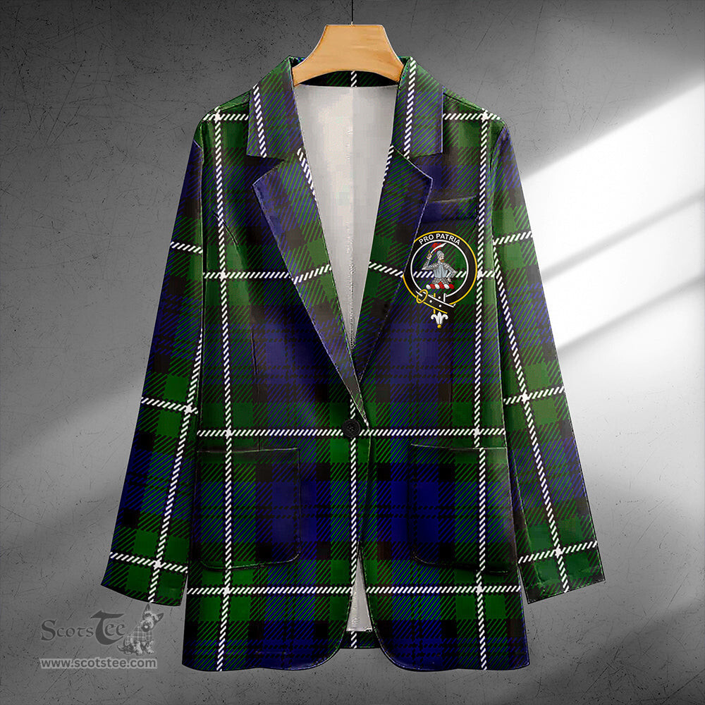 ScotsTee Shop Bannerman Clan Crest Casual Tartan Flat Lapel Collar Blazer Tartan Blazer Cotton