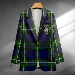 ScotsTee Shop Bannerman Clan Crest Casual Tartan Flat Lapel Collar Blazer Tartan Blazer Cotton