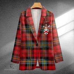 ScotsTee Shop Aitken Weathered Clan Crest Casual Tartan Flat Lapel Collar Blazer Tartan Blazer Cotton
