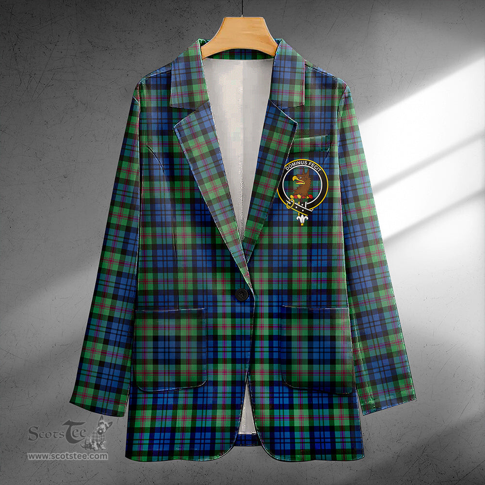 ScotsTee Shop Baird Ancient Clan Crest Casual Tartan Flat Lapel Collar Blazer Tartan Blazer Cotton