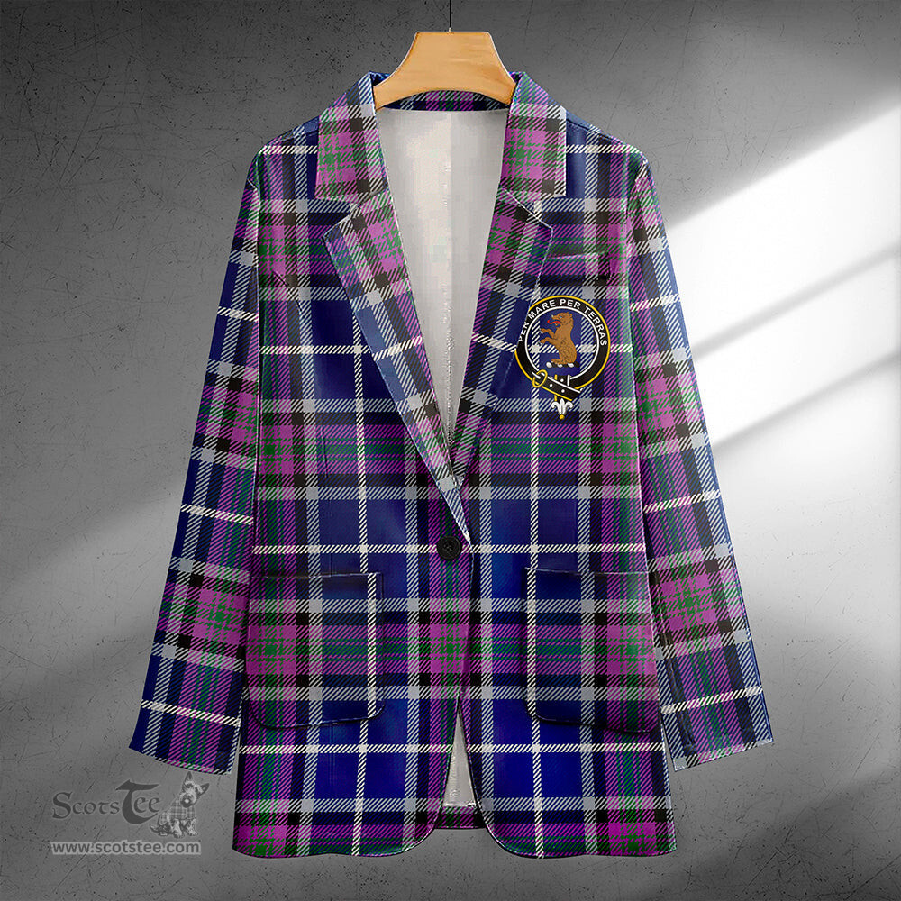 ScotsTee Shop Alexander of Menstry Modern Clan Crest Casual Tartan Flat Lapel Collar Blazer Tartan Blazer Cotton