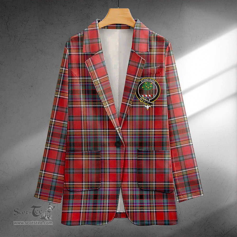 ScotsTee Shop Anderson of Ardbrake Clan Crest Casual Tartan Flat Lapel Collar Blazer Tartan Blazer Cotton