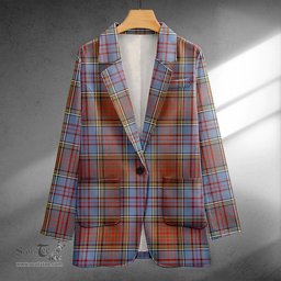 ScotsTee Shop Anderson Weathered Clan Crest Casual Tartan Flat Lapel Collar Blazer Tartan Blazer Cotton