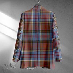 ScotsTee Shop Anderson Weathered Clan Crest Casual Tartan Flat Lapel Collar Blazer Tartan Blazer Cotton