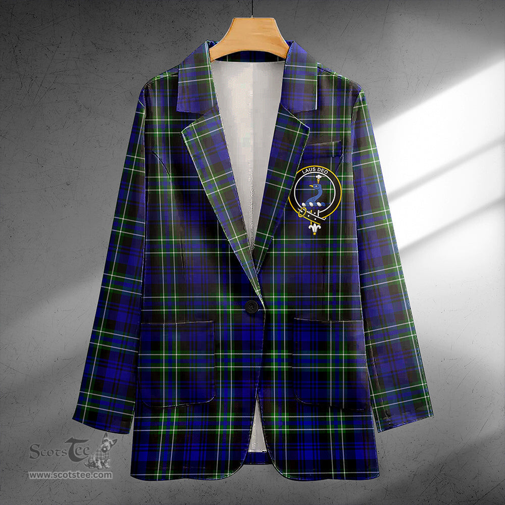 ScotsTee Shop Arbuthnot Modern Clan Crest Casual Tartan Flat Lapel Collar Blazer Tartan Blazer Cotton