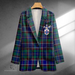 ScotsTee Shop Belfrage (Belfarge) Modern Clan Crest Casual Tartan Flat Lapel Collar Blazer Tartan Blazer Cotton