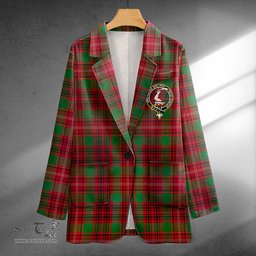 ScotsTee Shop Ainslie Weathered Clan Crest Casual Tartan Flat Lapel Collar Blazer Tartan Blazer Cotton