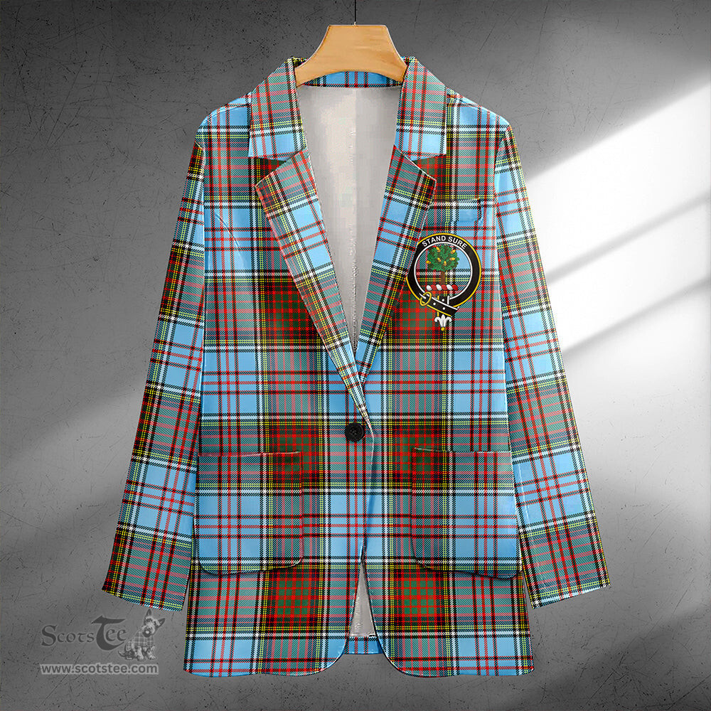ScotsTee Shop Anderson Ancient Clan Crest Casual Tartan Flat Lapel Collar Blazer Tartan Blazer Cotton