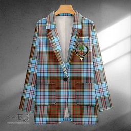 ScotsTee Shop Anderson Ancient Clan Crest Casual Tartan Flat Lapel Collar Blazer Tartan Blazer Cotton