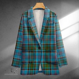 ScotsTee Shop Anderson Old Modern Clan Crest Casual Tartan Flat Lapel Collar Blazer Tartan Blazer Cotton