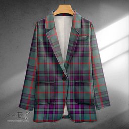 ScotsTee Shop Aiton Weathered Clan Crest Casual Tartan Flat Lapel Collar Blazer Tartan Blazer Cotton