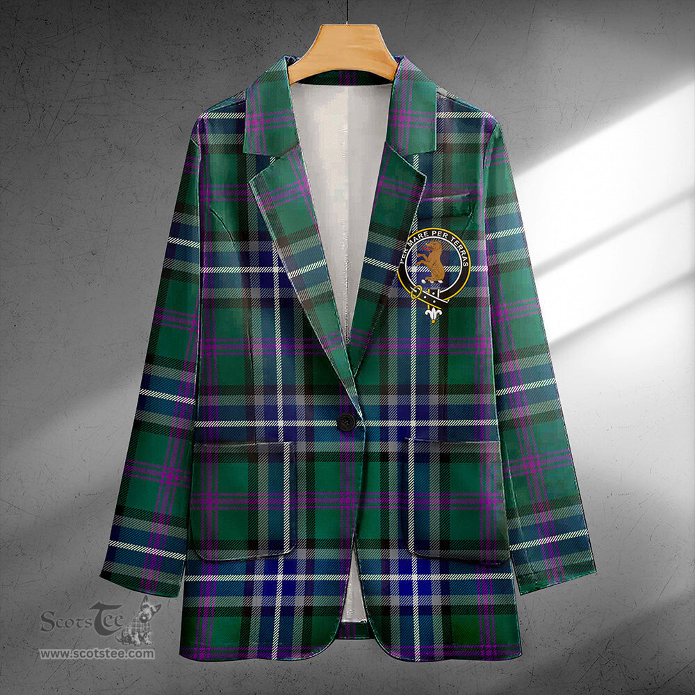 ScotsTee Shop Alexander of Menstry Hunting Modern Clan Crest Casual Tartan Flat Lapel Collar Blazer Tartan Blazer Cotton