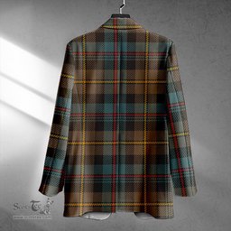 ScotsTee Shop Baillie Weathered Clan Crest Casual Tartan Flat Lapel Collar Blazer Tartan Blazer Cotton