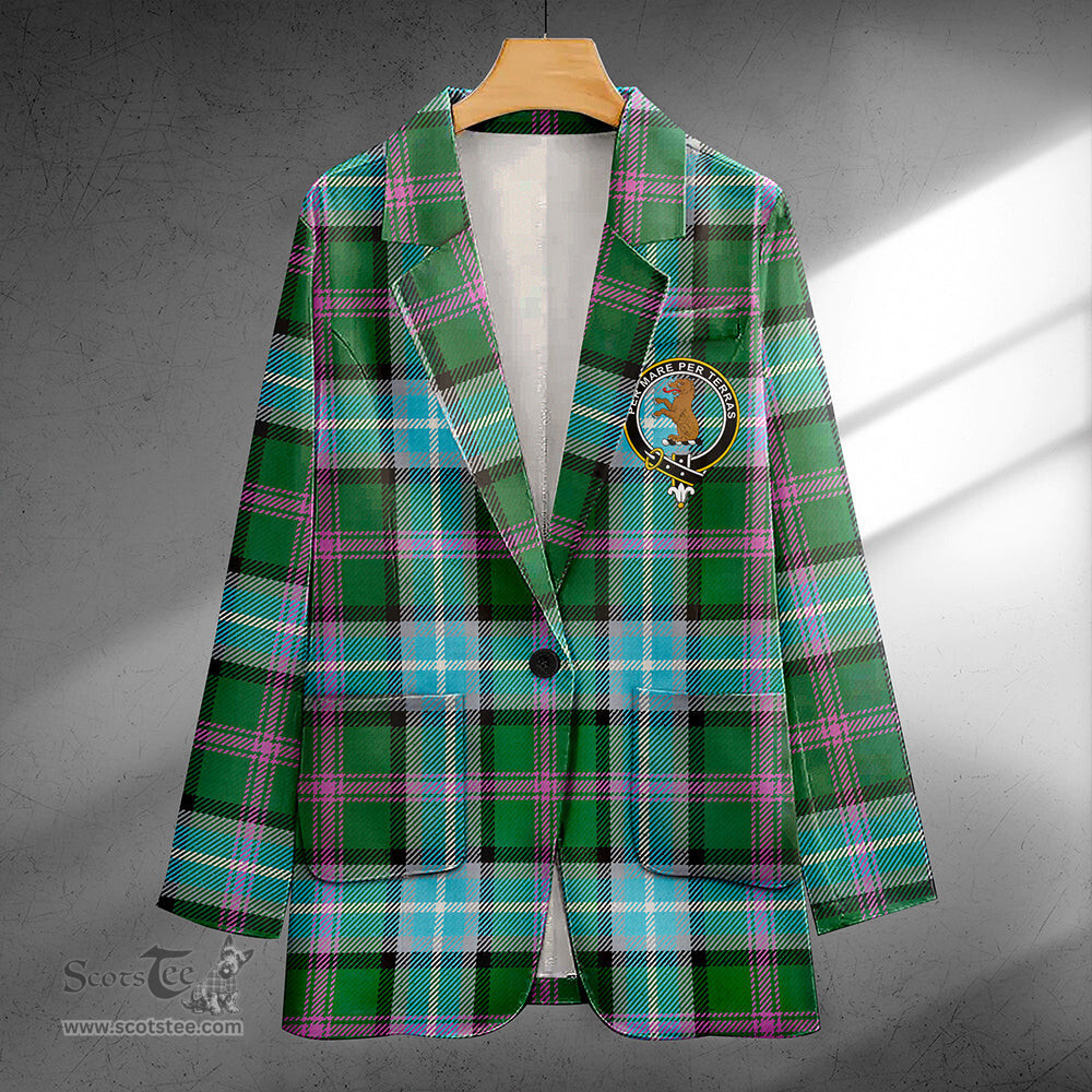 ScotsTee Shop Alexander of Menstry Hunting Ancient Clan Crest Casual Tartan Flat Lapel Collar Blazer Tartan Blazer Cotton