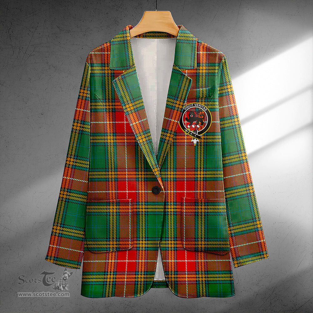 ScotsTee Shop Baxter Ancient Clan Crest Casual Tartan Flat Lapel Collar Blazer Tartan Blazer Cotton