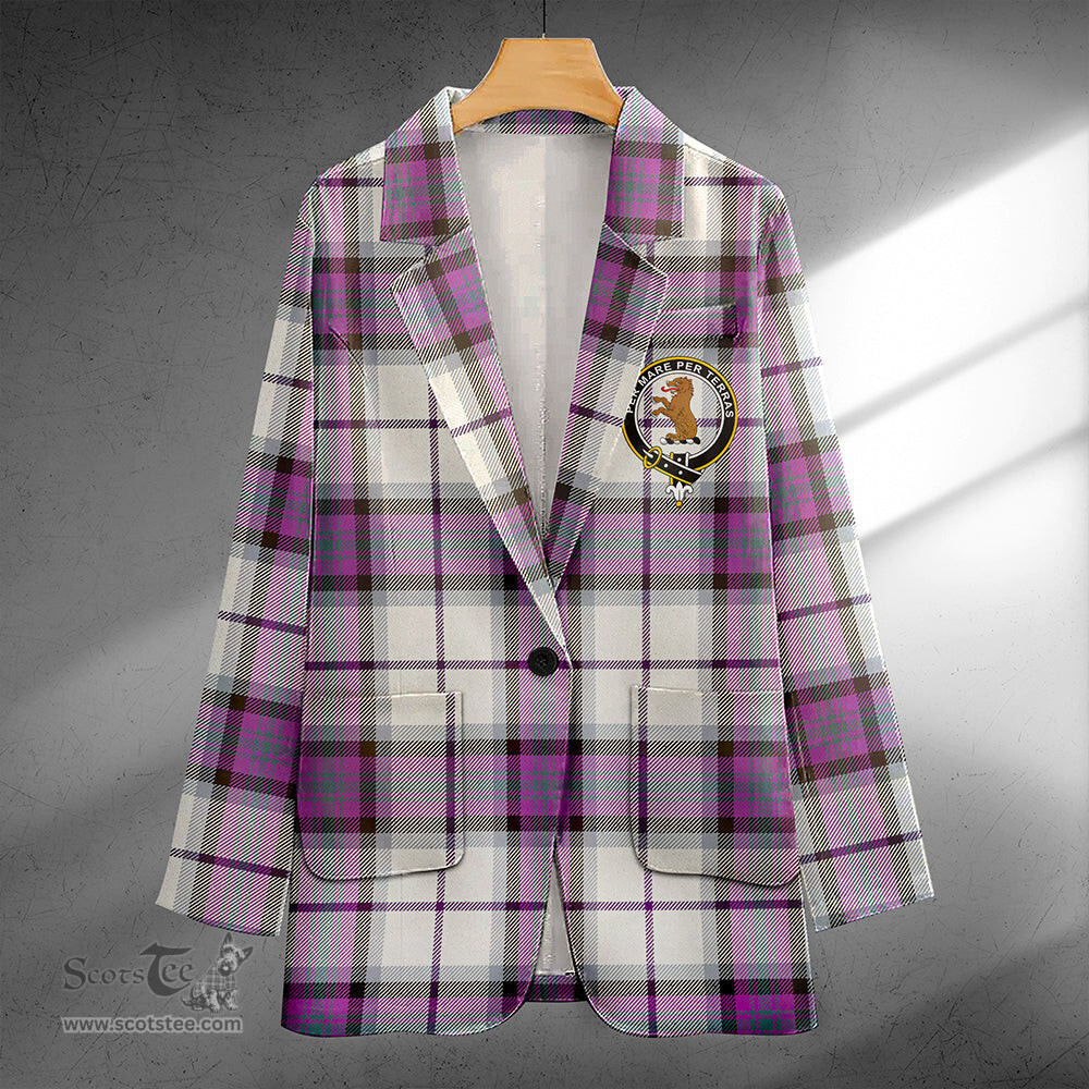 ScotsTee Shop Alexander of Menstry Dress Weathered Clan Crest Casual Tartan Flat Lapel Collar Blazer Tartan Blazer Cotton