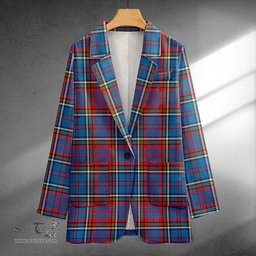 ScotsTee Shop Anderson Red Weathered Clan Crest Casual Tartan Flat Lapel Collar Blazer Tartan Blazer Cotton