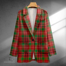 ScotsTee Shop Ainslie Modern Clan Crest Casual Tartan Flat Lapel Collar Blazer Tartan Blazer Cotton