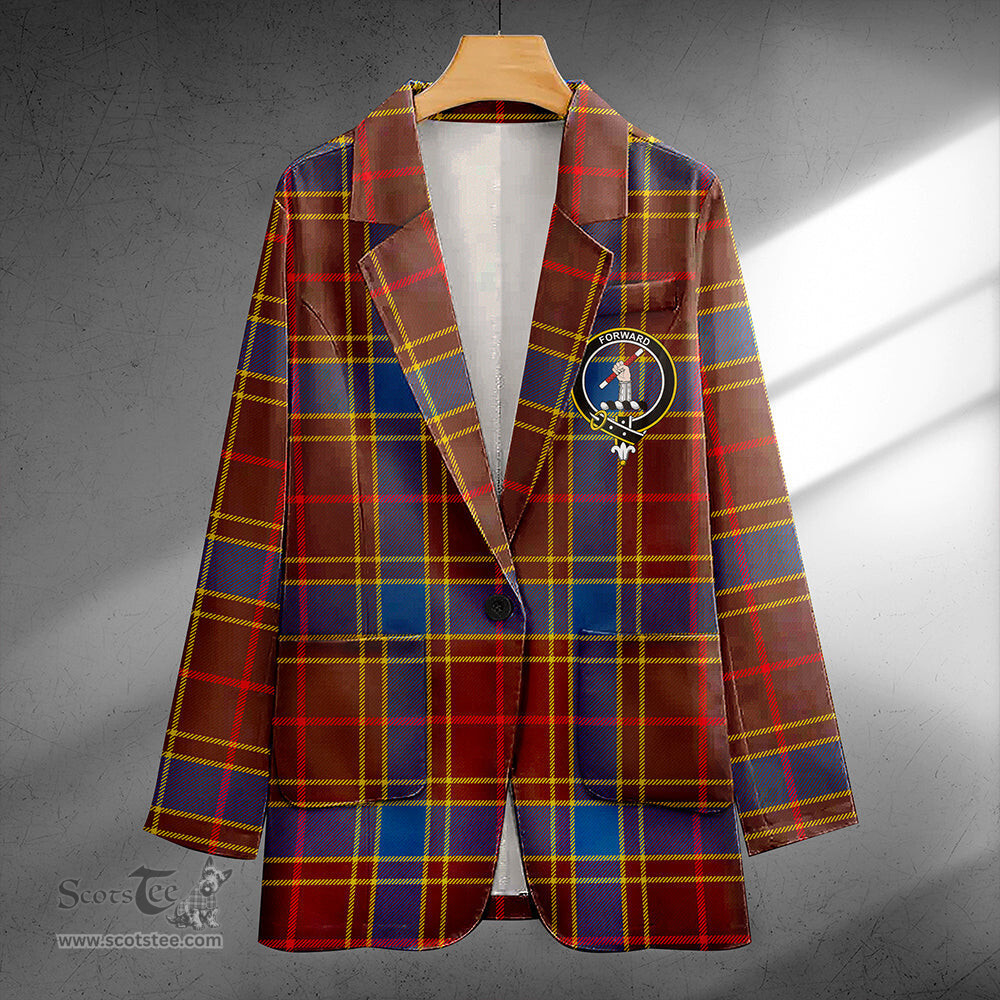ScotsTee Shop Balfour Modern Clan Crest Casual Tartan Flat Lapel Collar Blazer Tartan Blazer Cotton