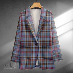 ScotsTee Shop Anderson Old Weathered Clan Crest Casual Tartan Flat Lapel Collar Blazer Tartan Blazer Cotton